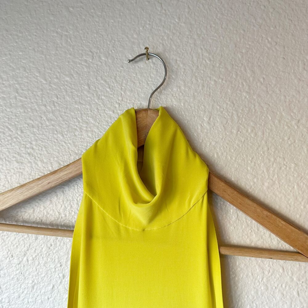 Norma Kamali Halter Turtle Side SlitCowl Neck Fishtail Maxi Dress Chartreuse XXS - Picture 6 of 10